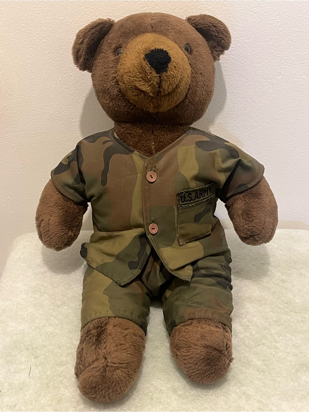 J.J. Wind Vintage 1986 US Army Bear Stuffed Plush Teddy 20" Tall